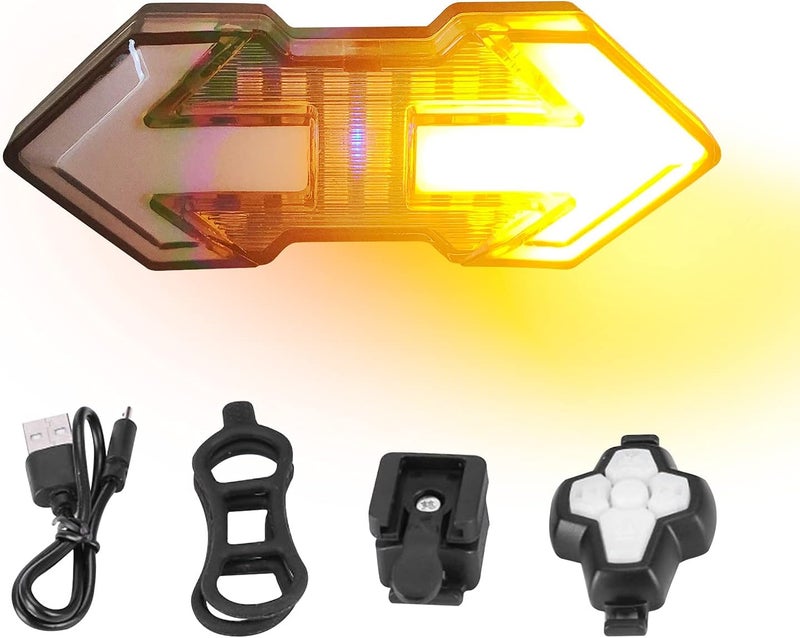 JINKEY Bike Turn Signals,Bright Bike Tail Light with Turn Signals, 120 Lumens USB Rechargeable LED Rear Bike Light, Wireless Remote Control Bike Blinkers, IPX5 Waterproof Bike Safety Light for Night - Image 1